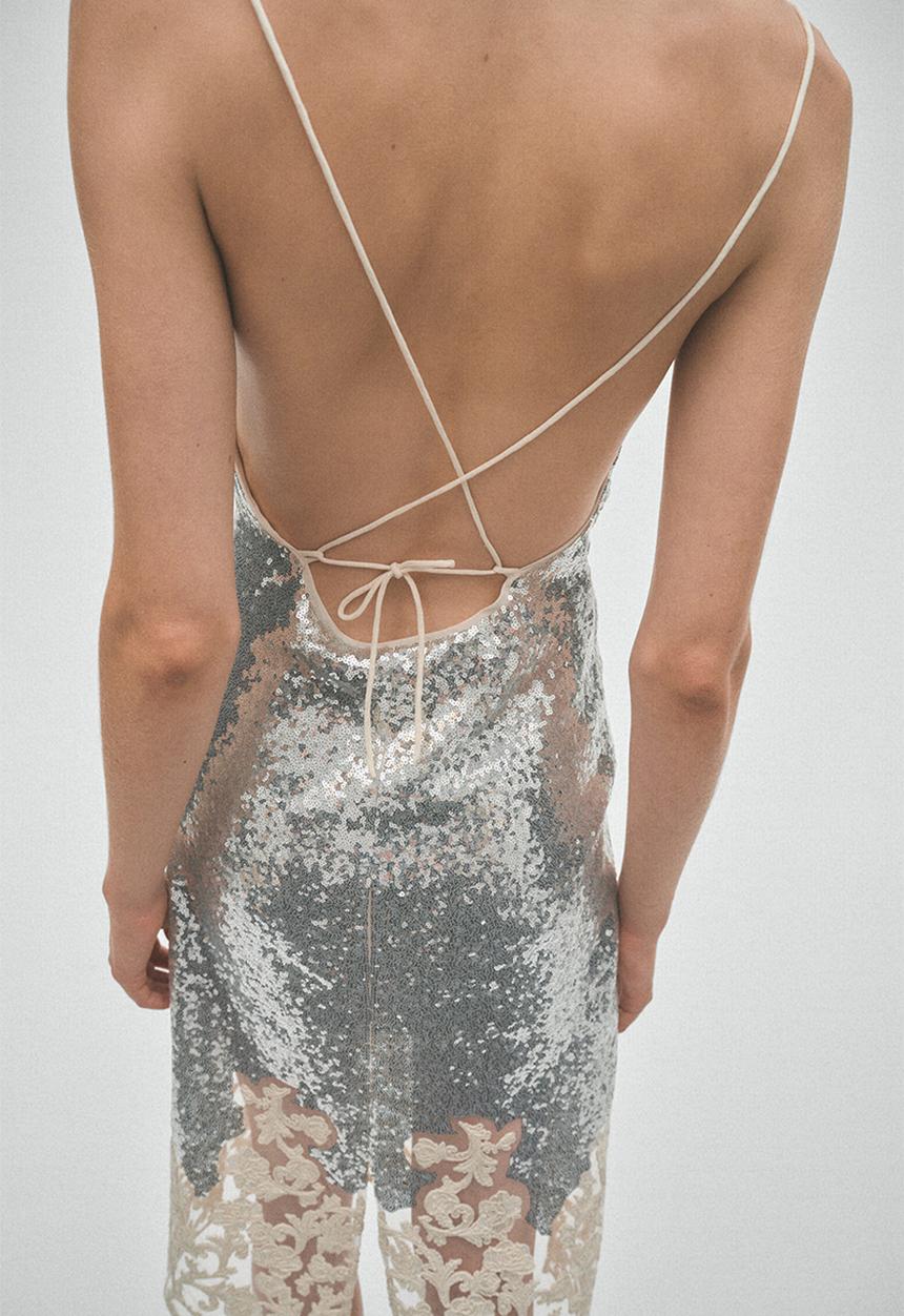H&M - H&M Studio:  Embroidered sequined dress - silver-coloured/cream