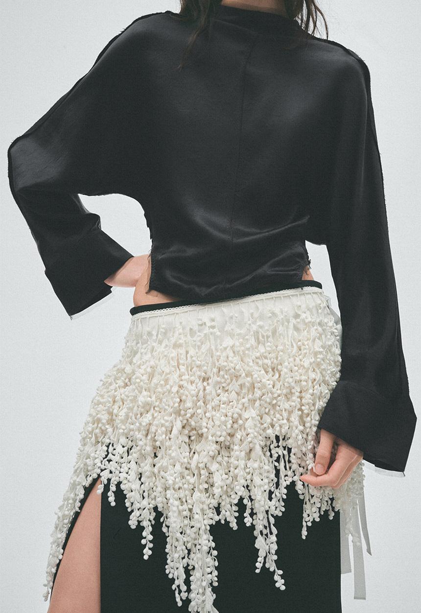 H&M - H&M Studio:  Raw-edge acetate top - black