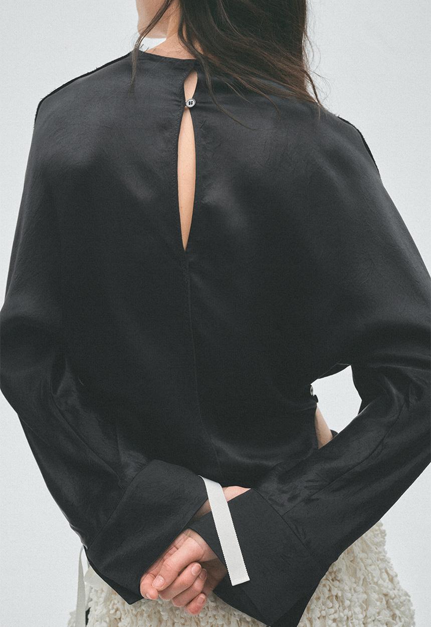 H&M - H&M Studio:  Raw-edge acetate top - black