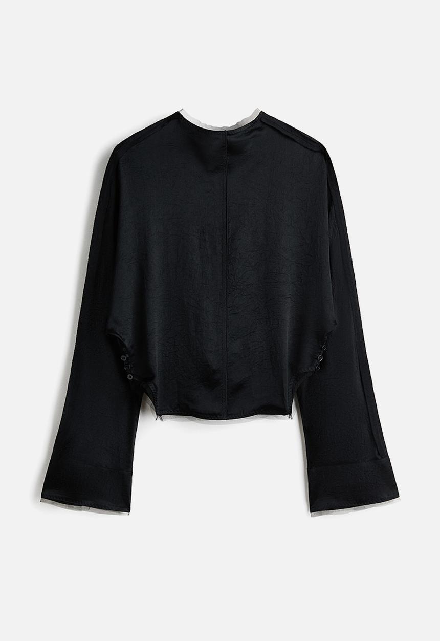 H&M - H&M Studio:  Raw-edge acetate top - black