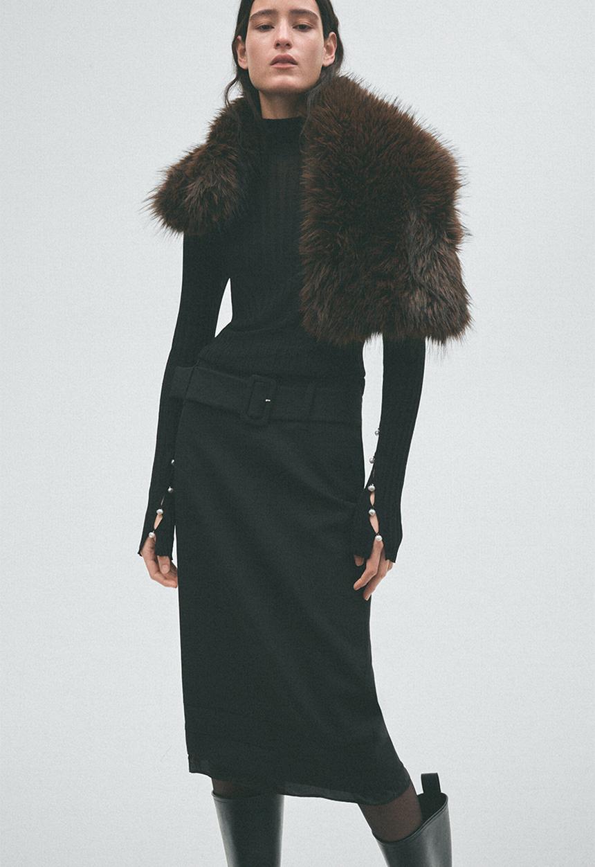 H&M - H&M Studio:  Rib-knit button-detail top - black