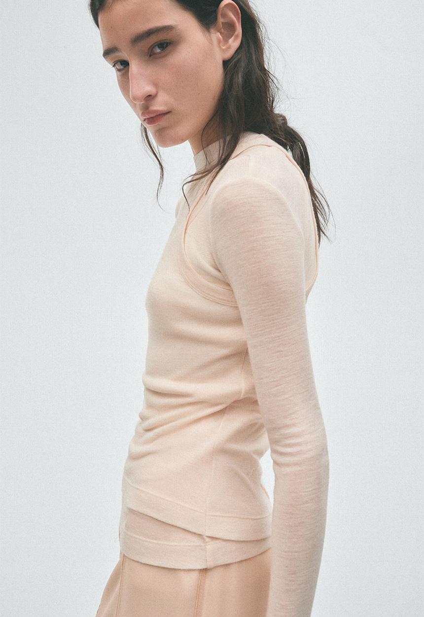 H&M - H&M Studio:  Layered merino wool top - light beige