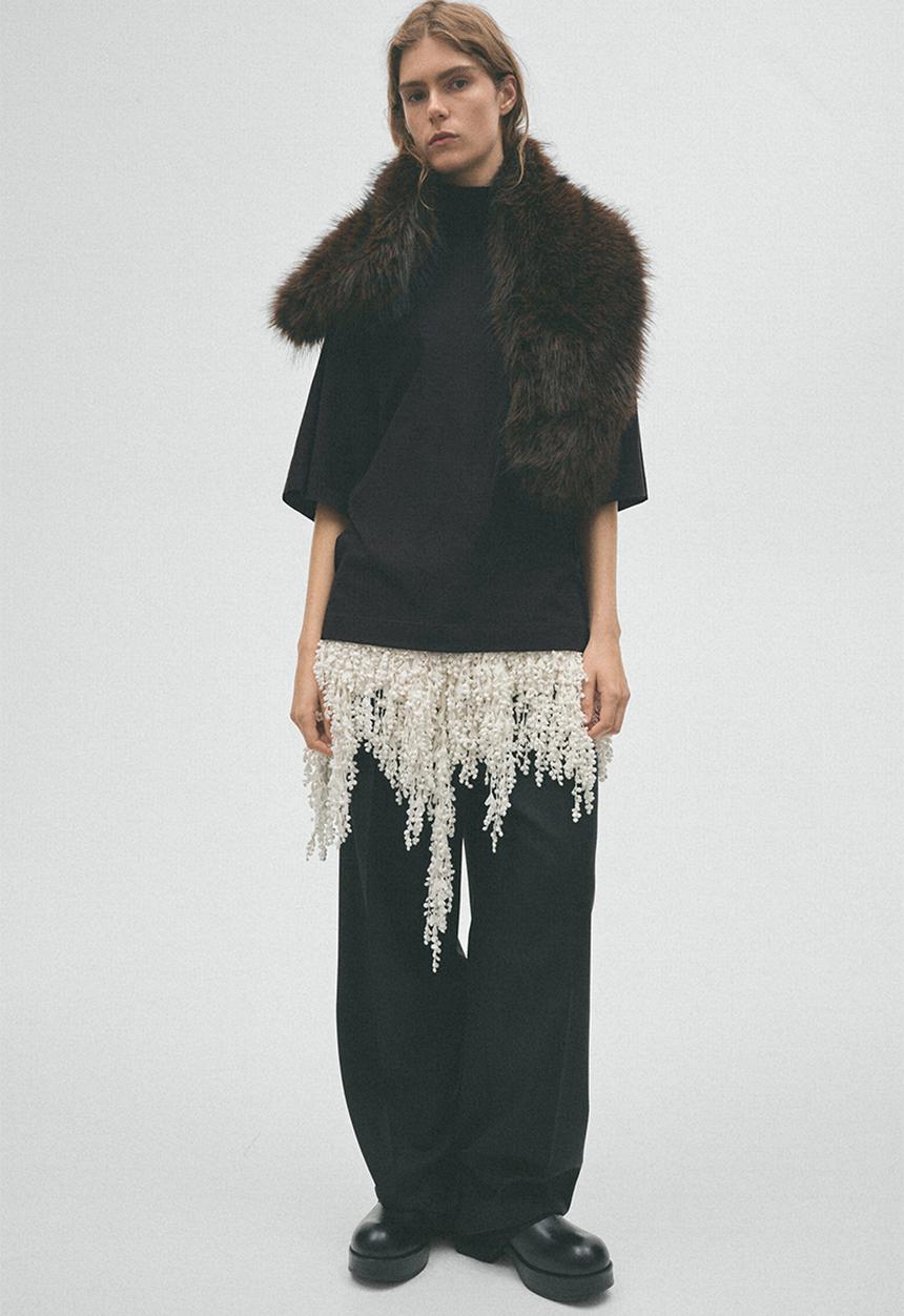 H&M - H&M Studio:  Double-collar cotton top - black