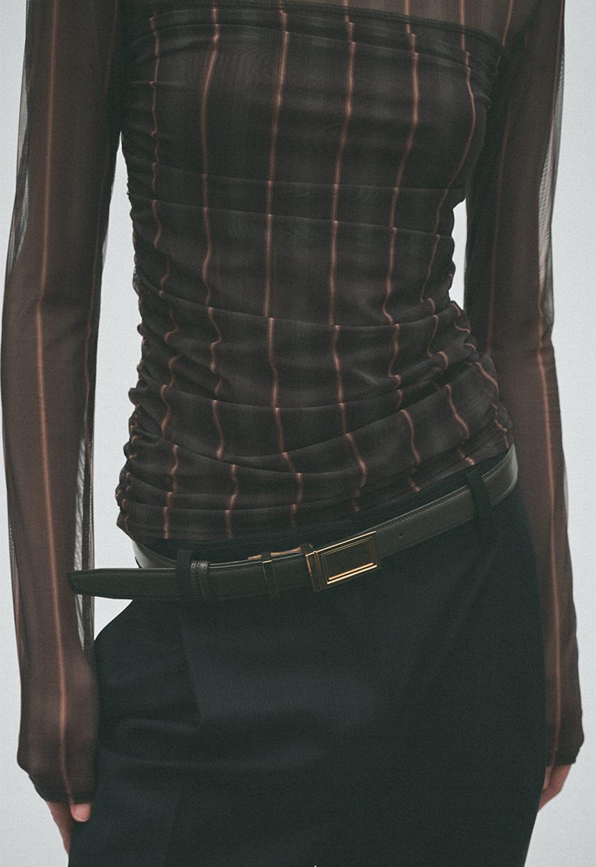 H&M - H&M Studio:  Mesh turtleneck top - dark grey/striped