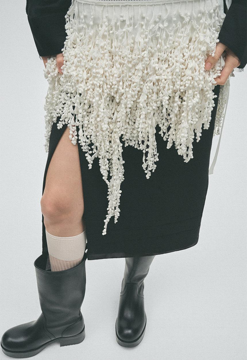 H&M - H&M Studio:  Fringed layering skirt - ivory