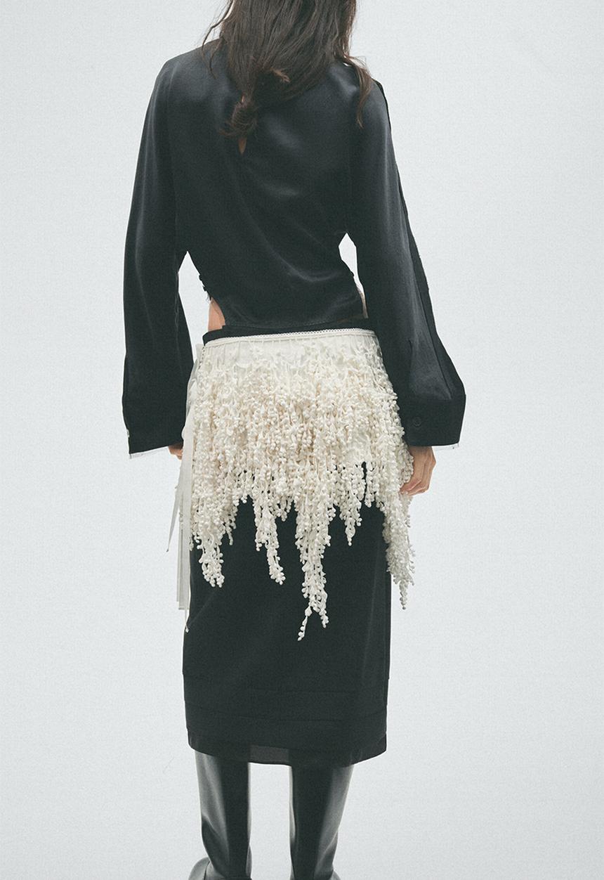 H&M - H&M Studio:  Fringed layering skirt - ivory