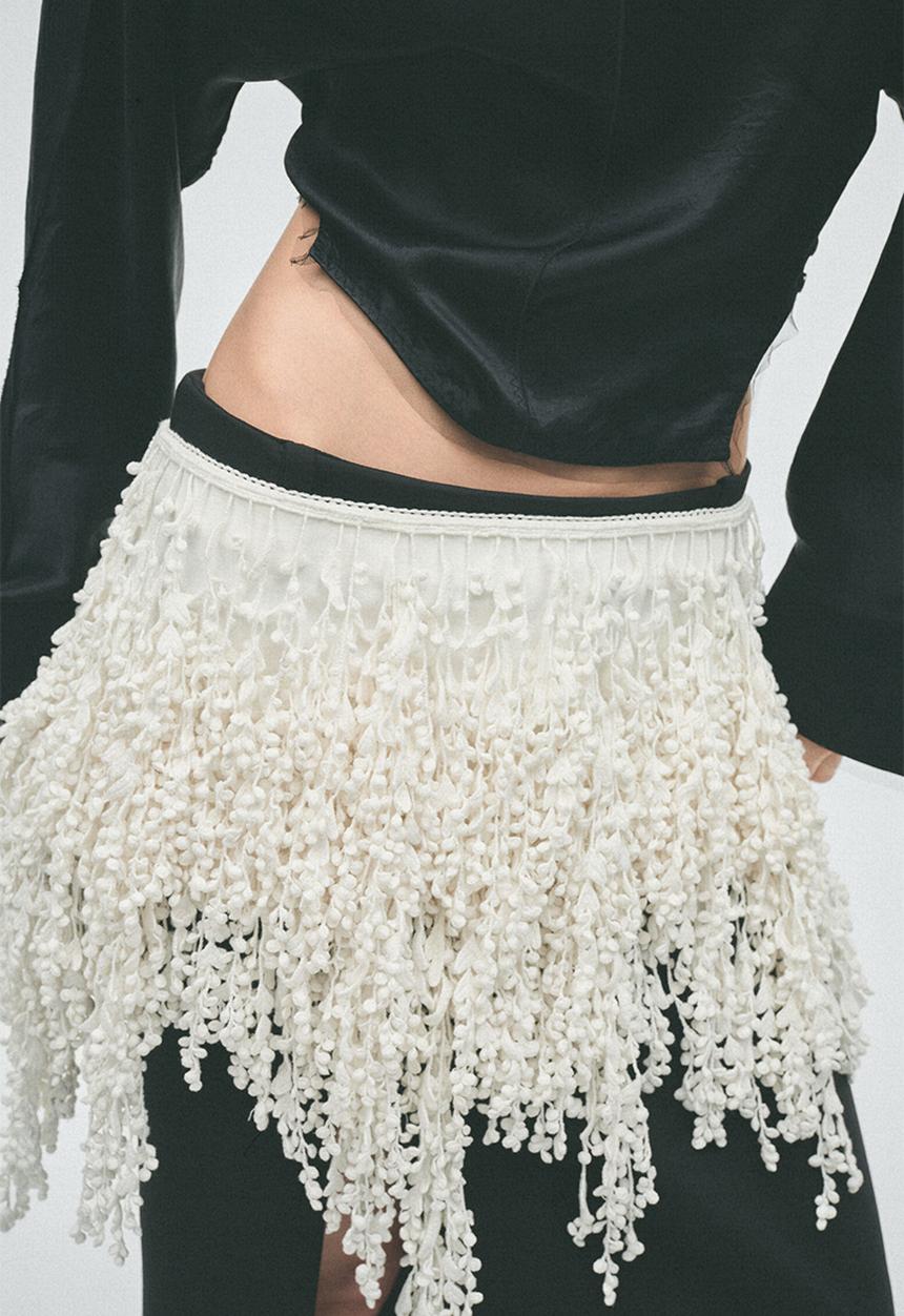 H&M - H&M Studio:  Fringed layering skirt - ivory