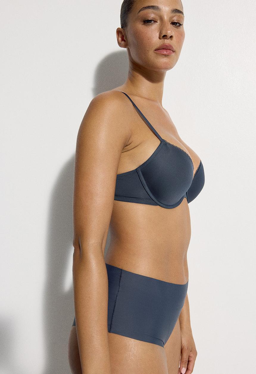 H&M - 2-Pack microfibre push-up bras - navy blue/dark beige