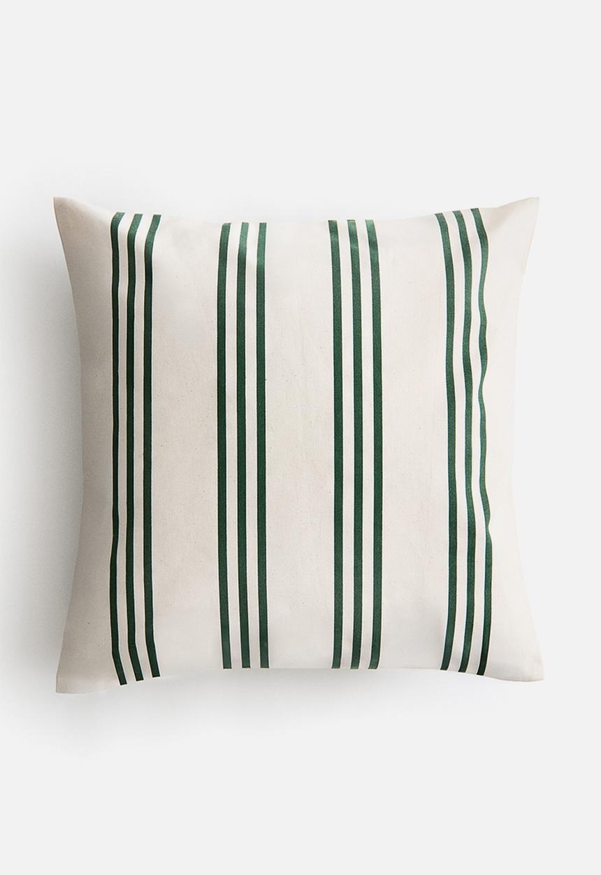 H&M - Outdoor cushion cover - white/green striped