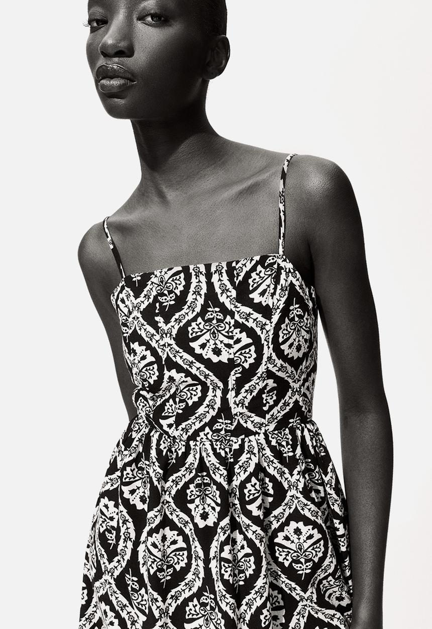 H&M - Strappy midi dress - black/patterned