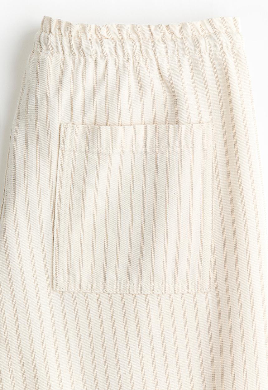 H&M - Denim pull-on trousers - light beige/striped