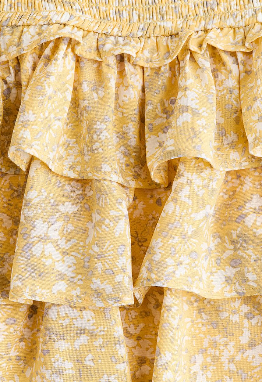 H&M - Tiered viscose mini skort - yellow/floral