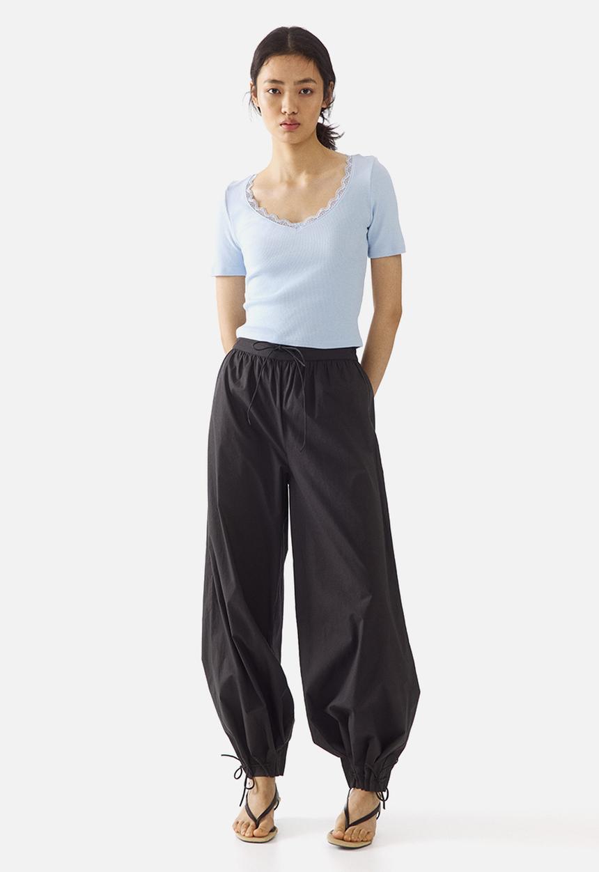 H&M - Rib-knit top - light blue