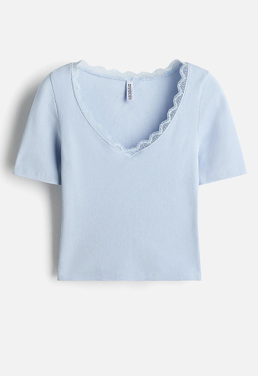 H&M - Rib-knit top - light blue
