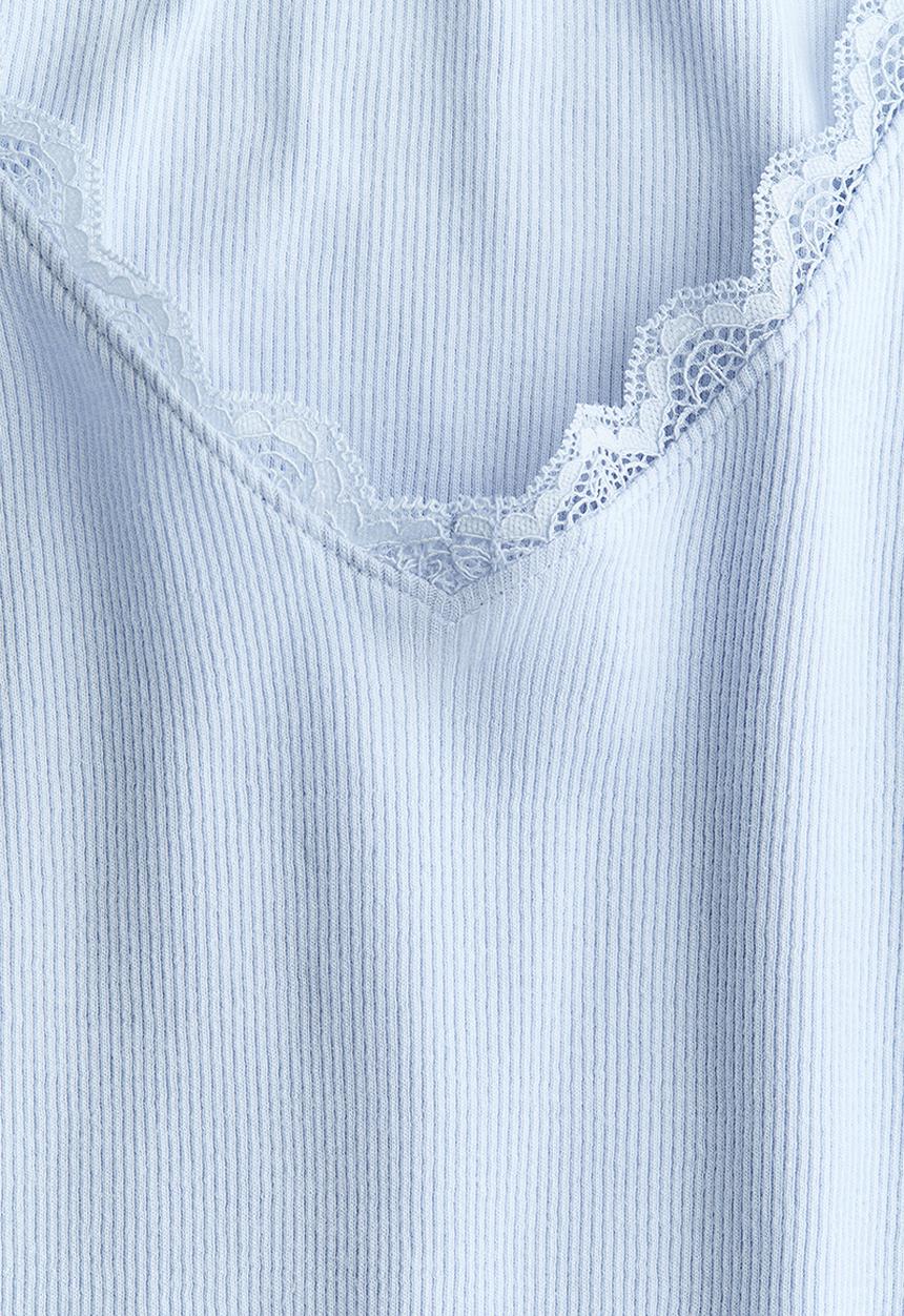 H&M - Rib-knit top - light blue