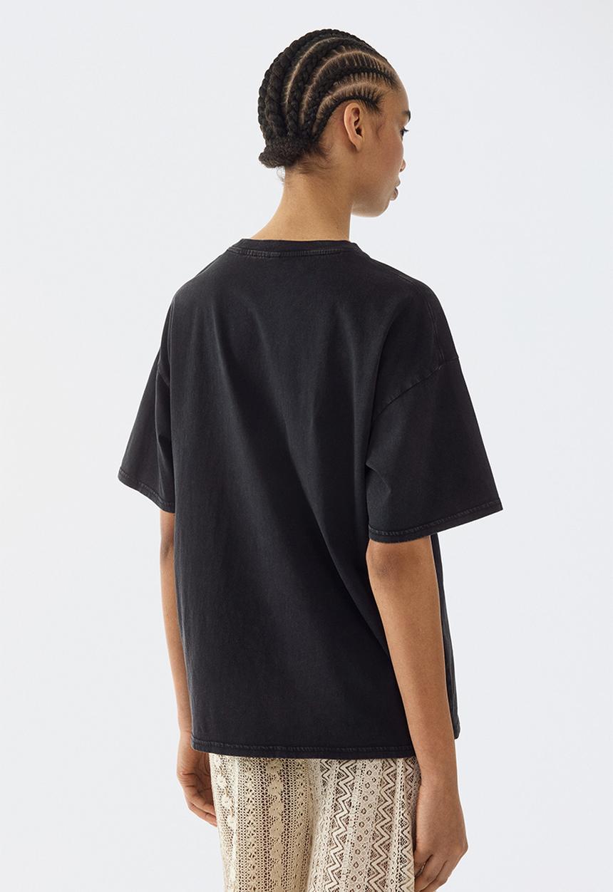 H&M - Oversized print-motif t-shirt - black/pink floyd