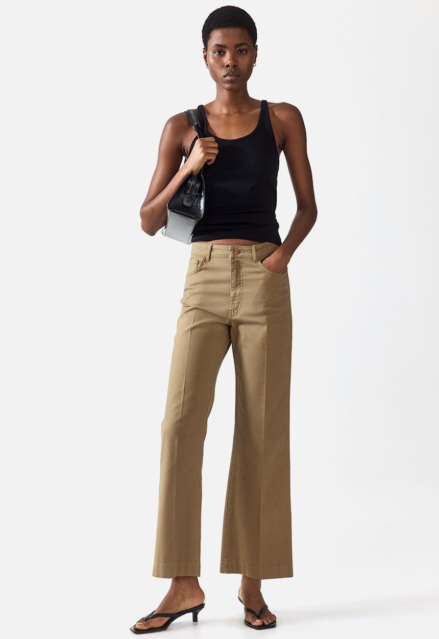 H&M - Bootcut cotton canvas trousers - khaki green