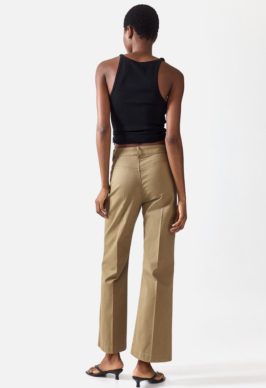 H&M - Bootcut cotton canvas trousers - khaki green