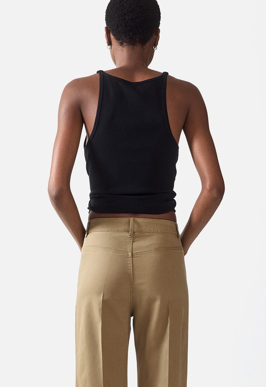 H&M - Bootcut cotton canvas trousers - khaki green