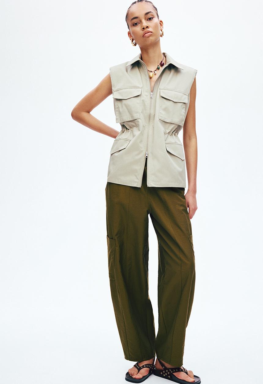 H&M - Balloon cargo trousers - dark khaki green