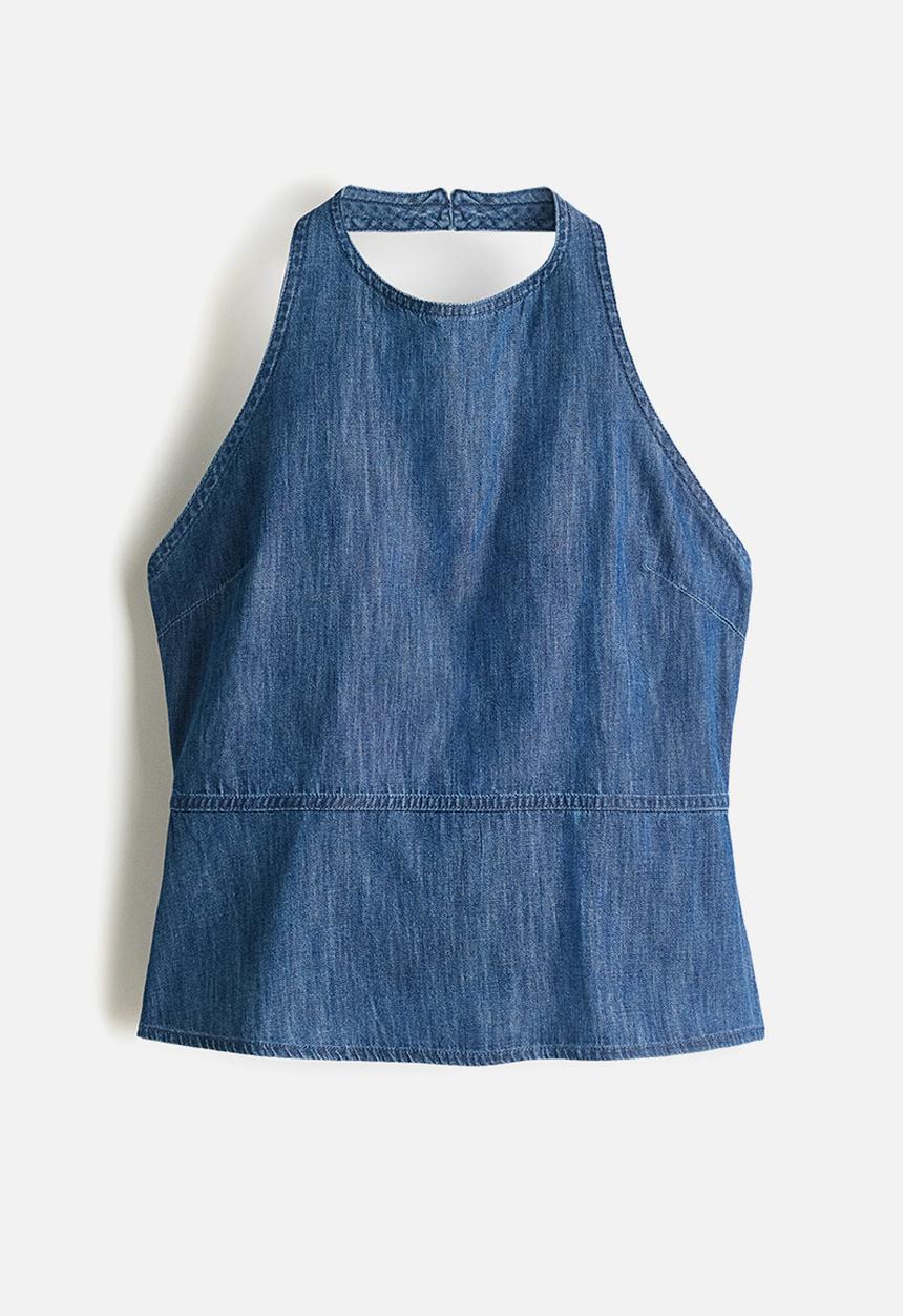 H&M - Denim halterneck top - denim blue
