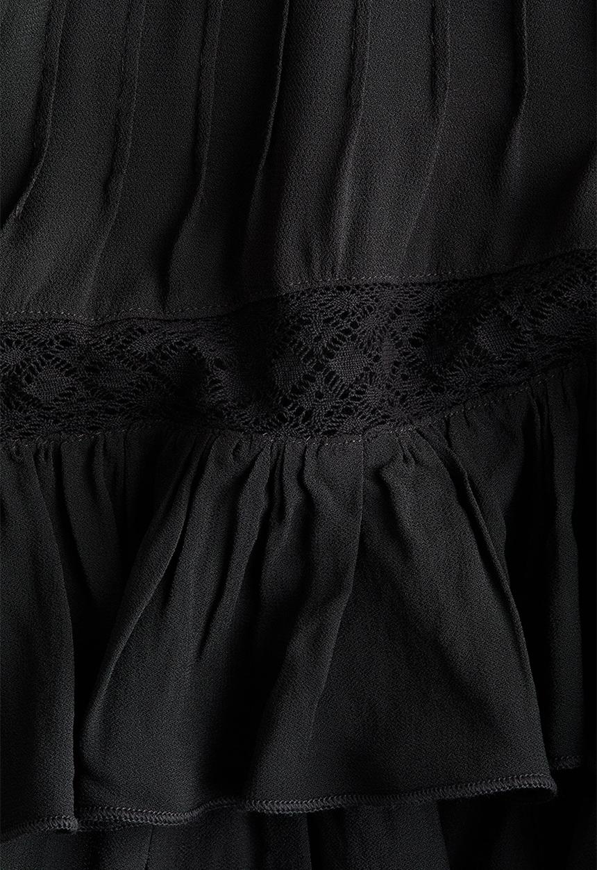 H&M - Lace-detail viscose blouse - charcoal grey