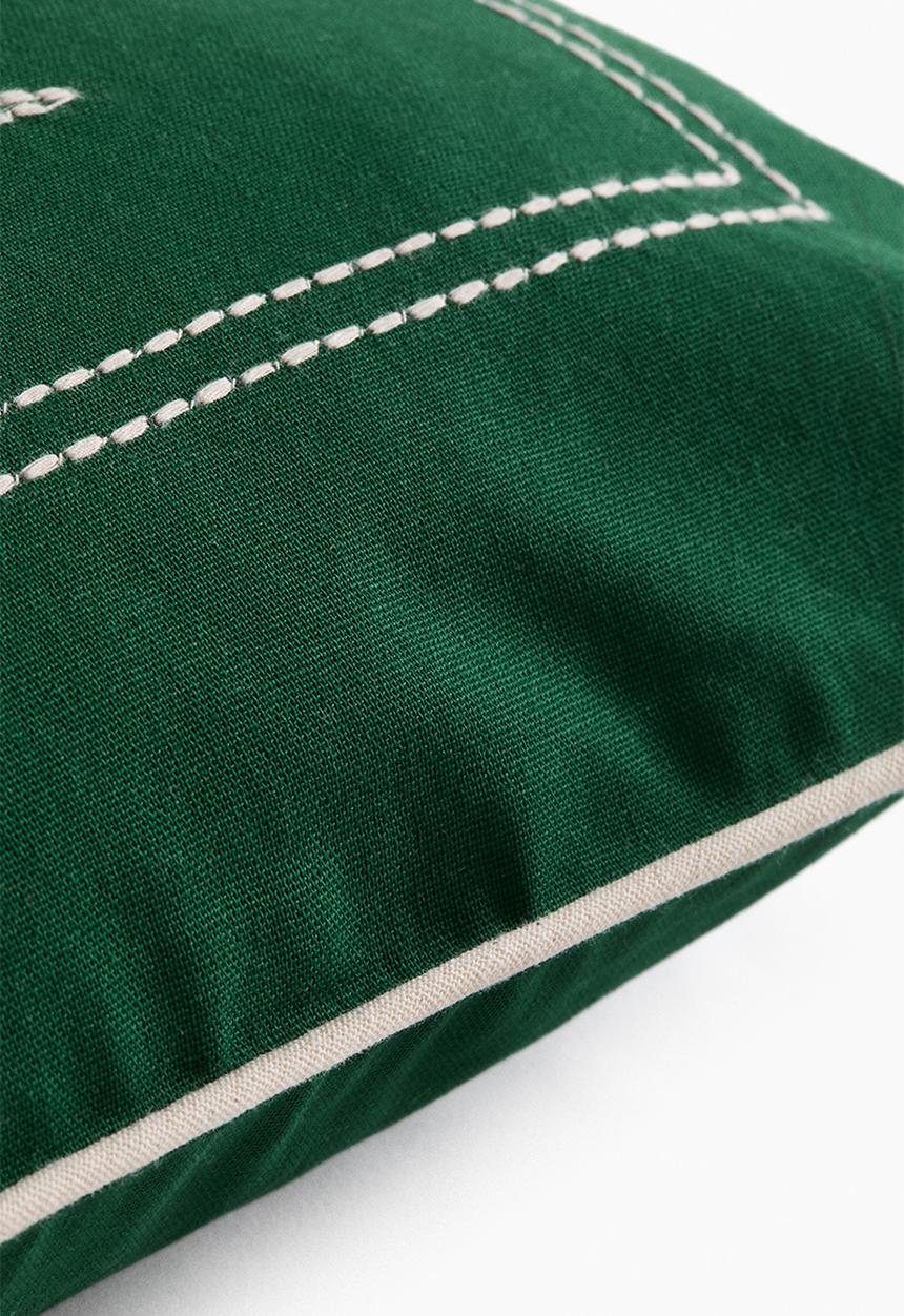 H&M - Embroidery-motif cushion cover - dark green/palm tree