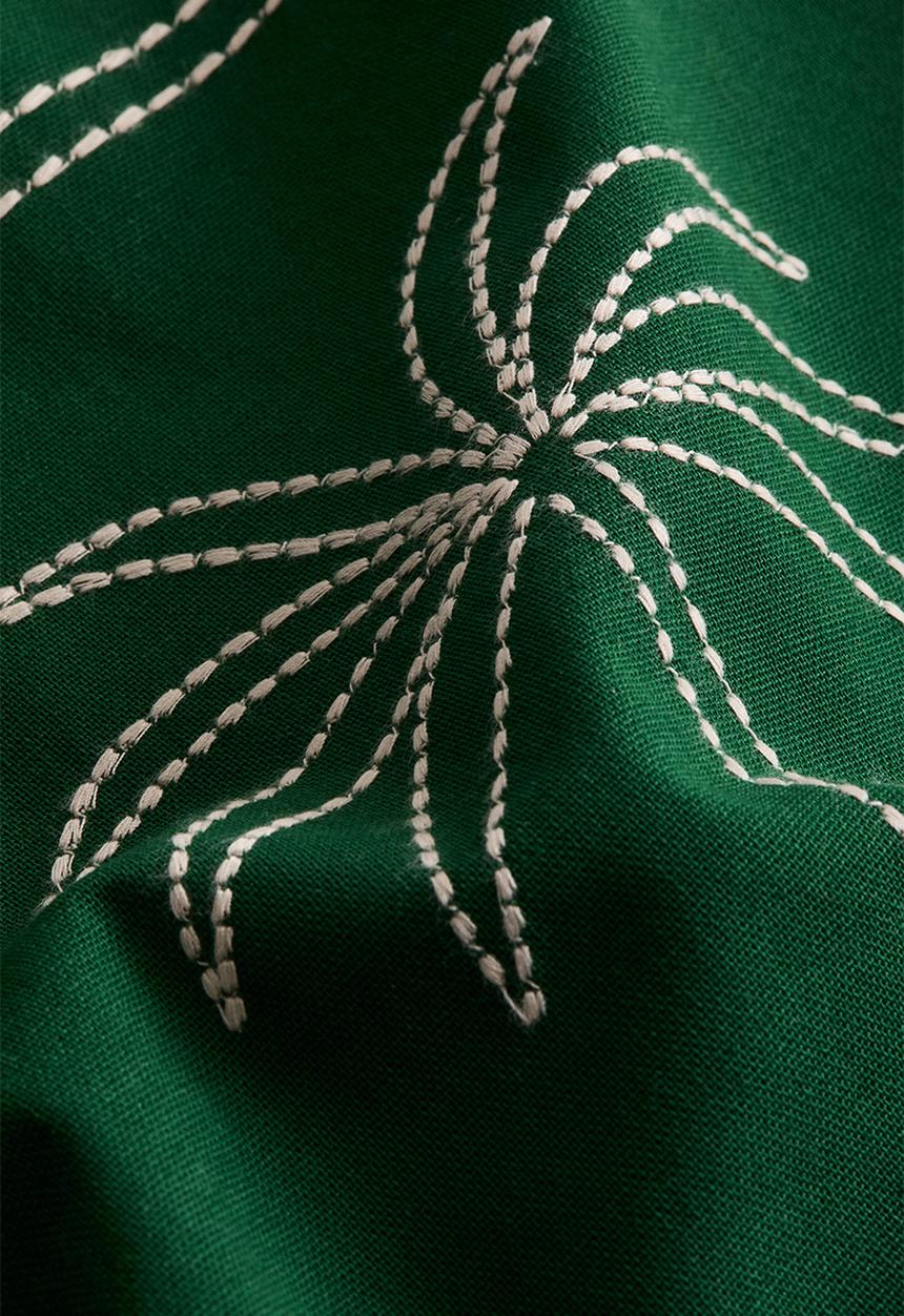 H&M - Embroidery-motif cushion cover - dark green/palm tree