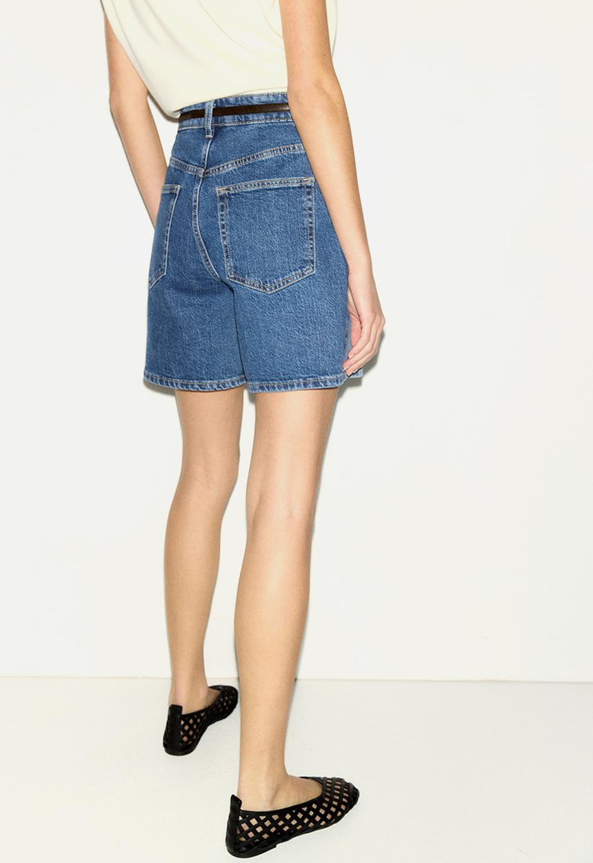 H&M - High-waisted denim shorts - denim blue