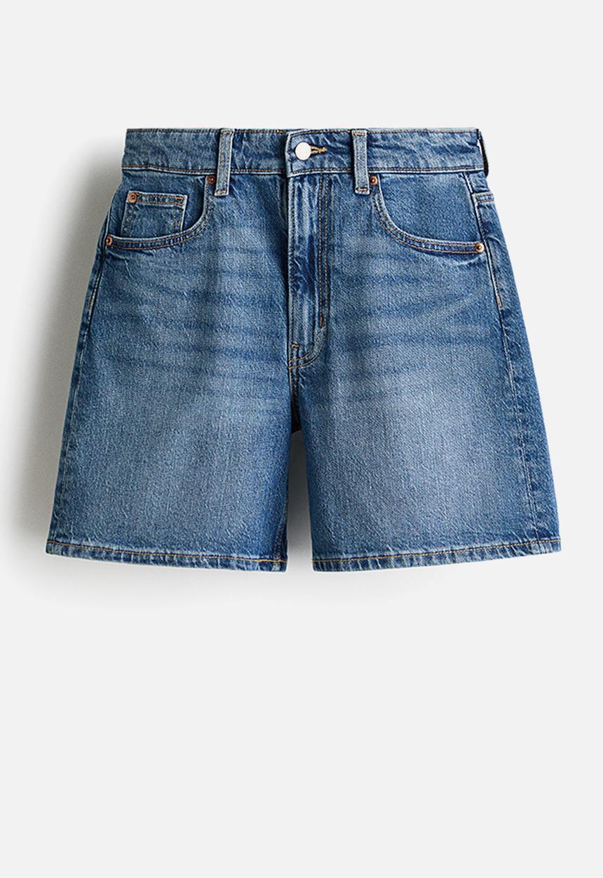 H&M - High-waisted denim shorts - denim blue