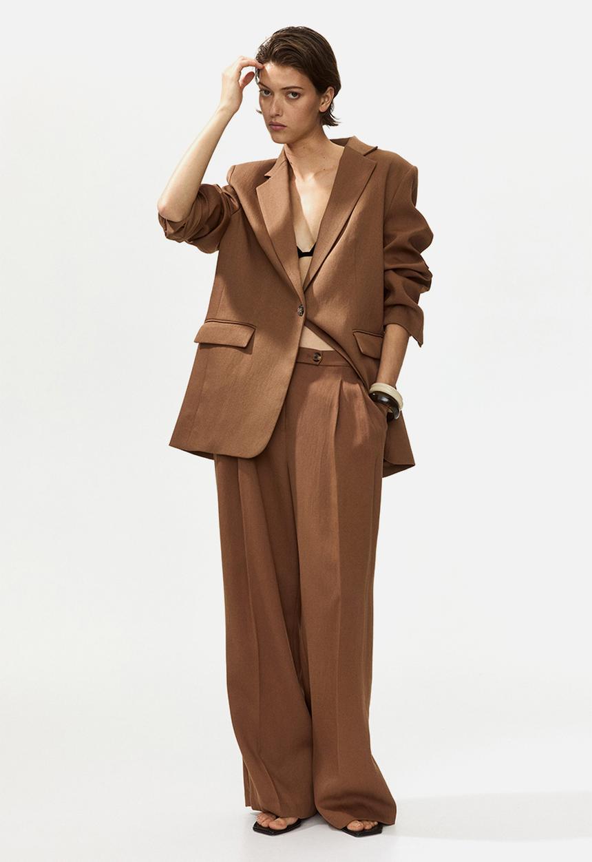 H&M - Wide tailored trousers - brown