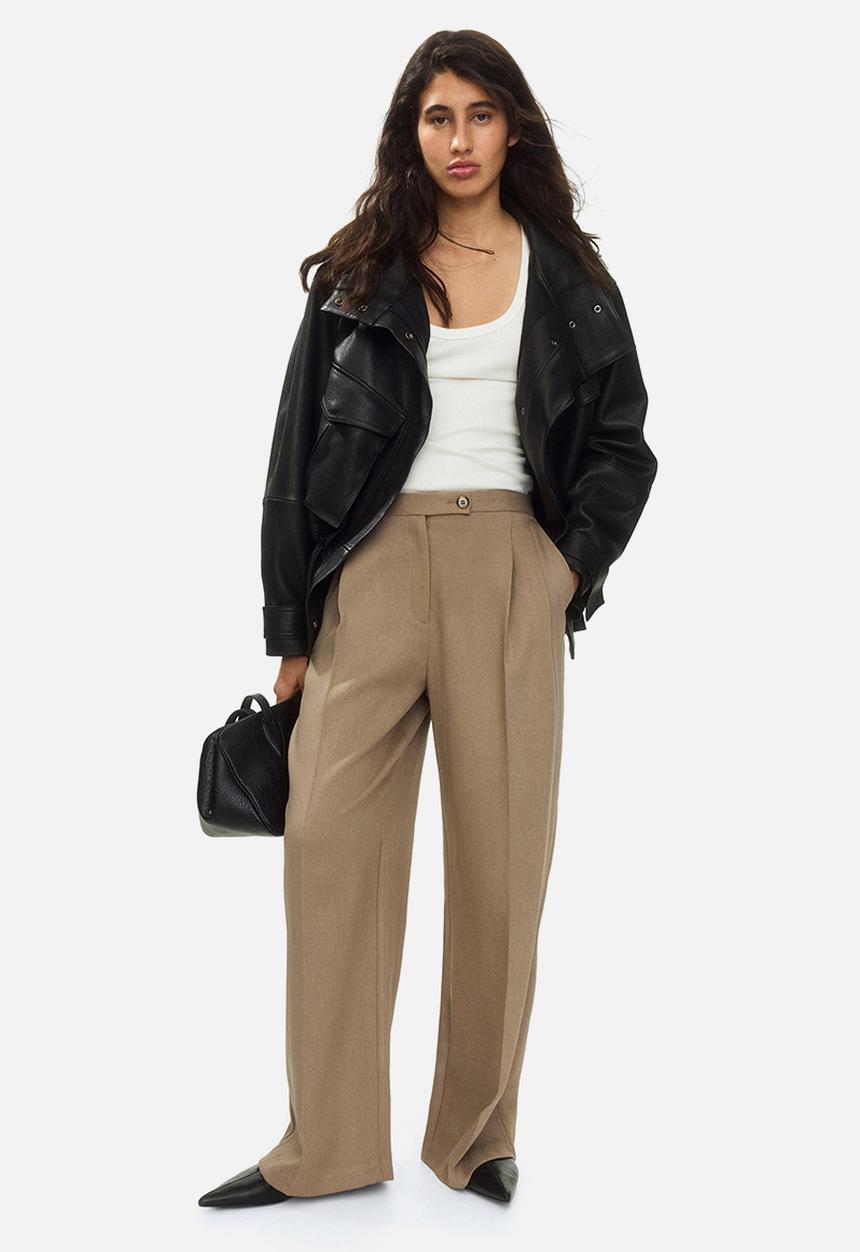 H&M - Wide tailored trousers - beige