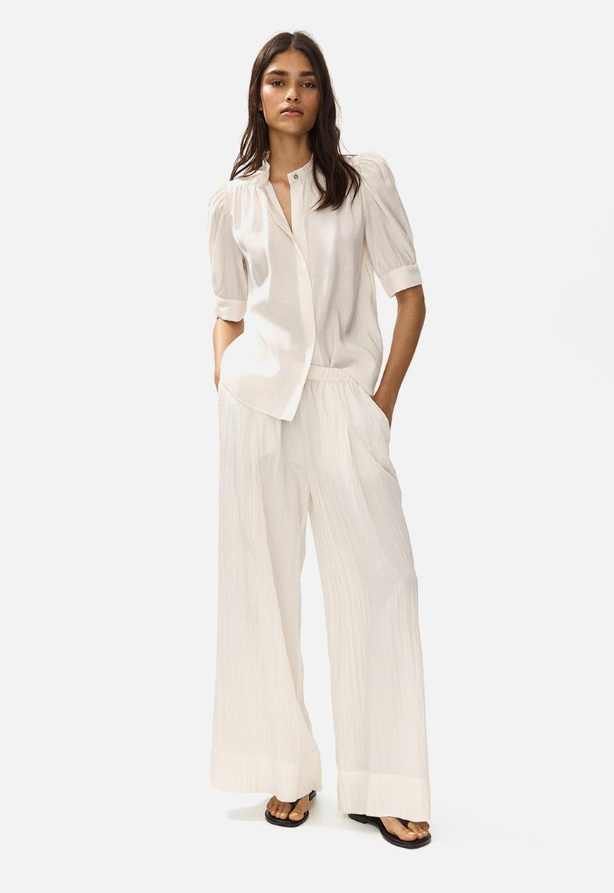 H&M - Puff-sleeved blouse - light beige