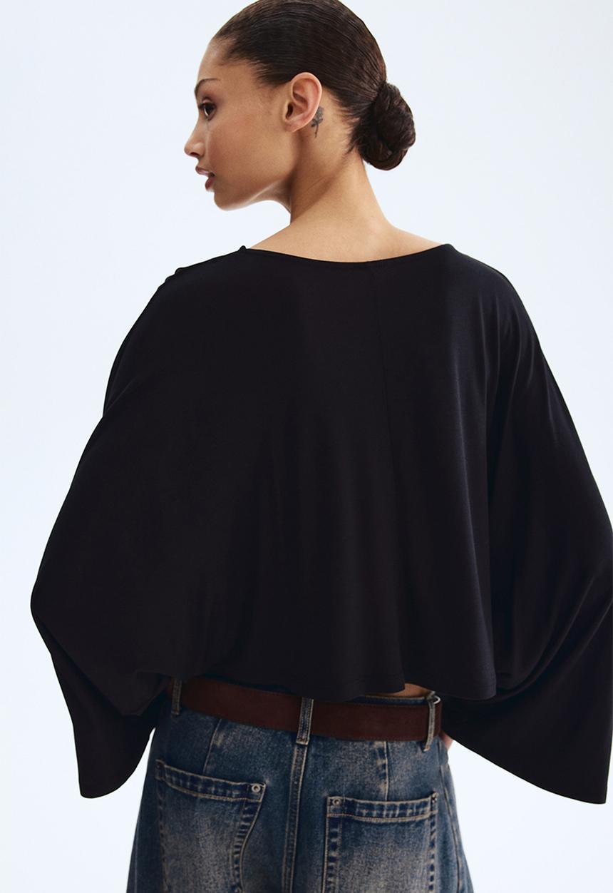 H&M - Batwing-sleeved jersey top - black