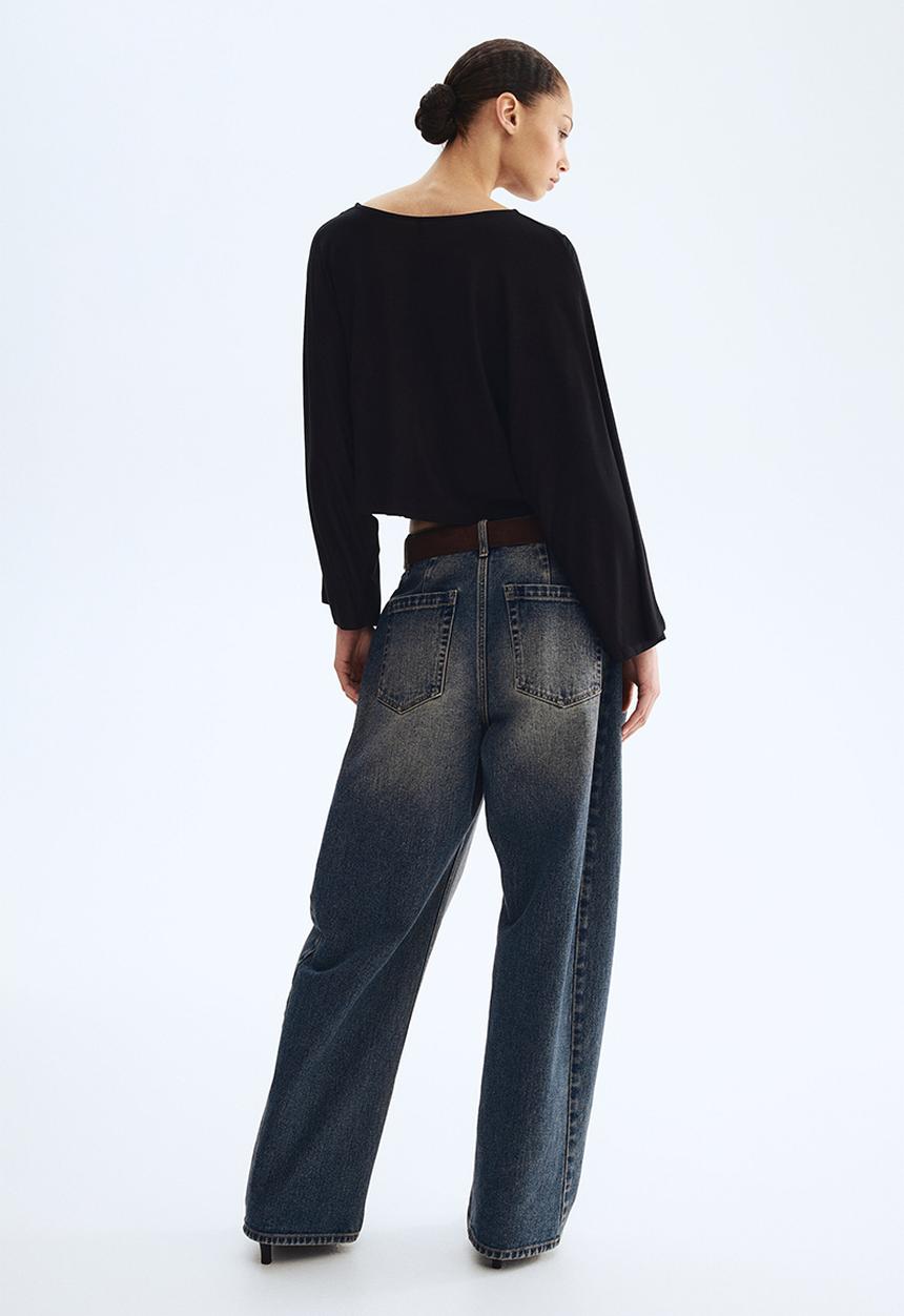H&M - Batwing-sleeved jersey top - black
