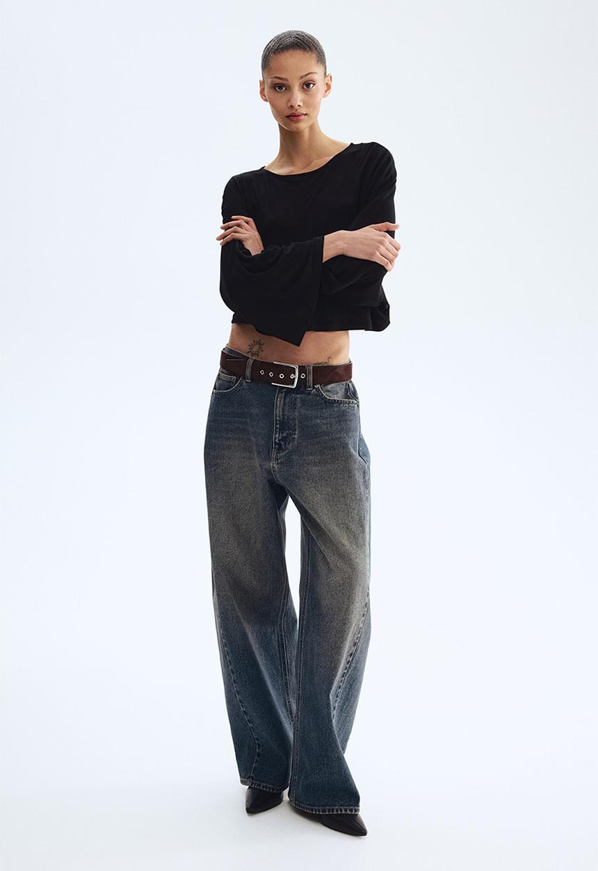 H&M - Batwing-sleeved jersey top - black