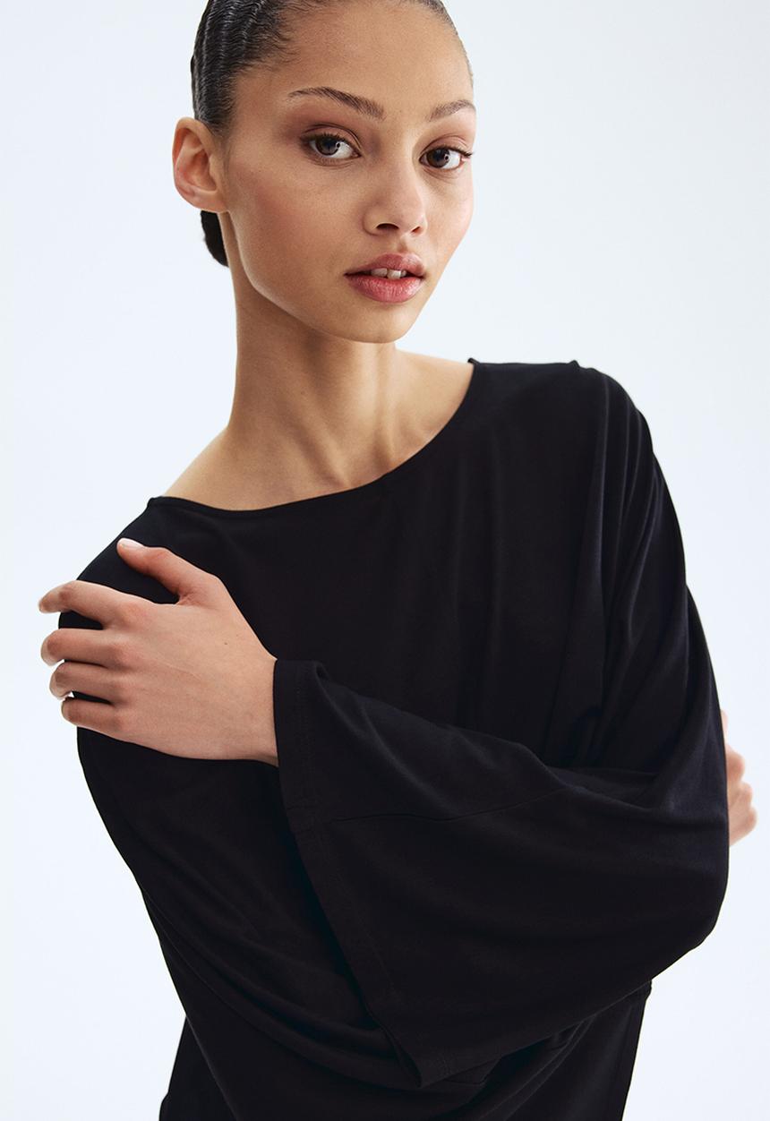H&M - Batwing-sleeved jersey top - black