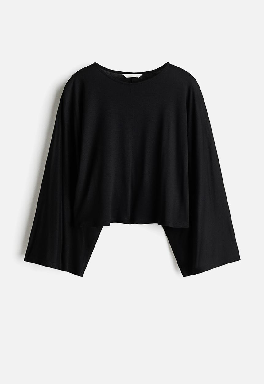 H&M - Batwing-sleeved jersey top - black