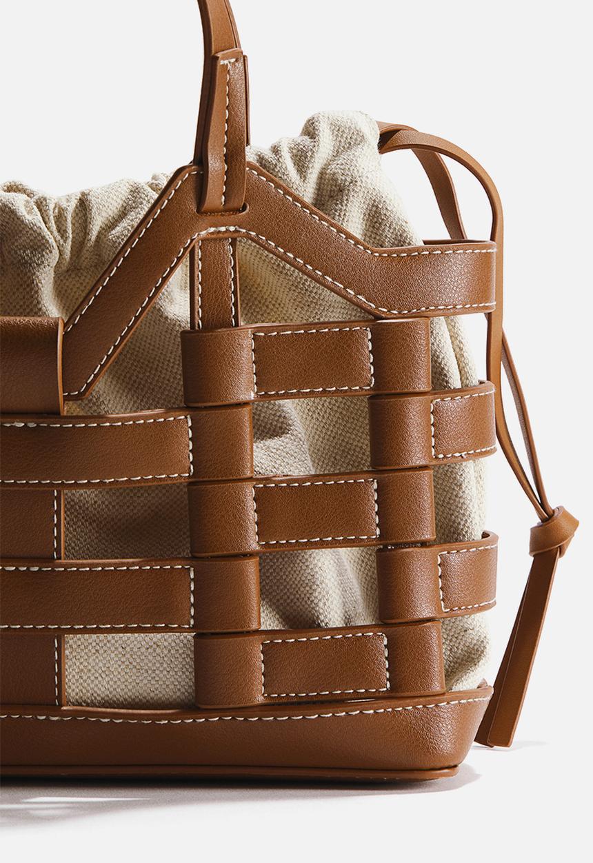 H&M - Drawstring-detail tote bag - light brown/beige