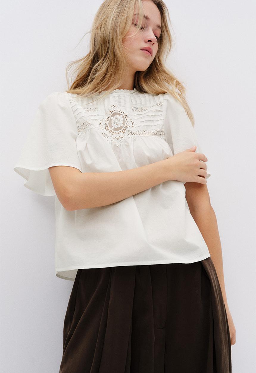 H&M - Broderie-anglaise cotton blouse - white