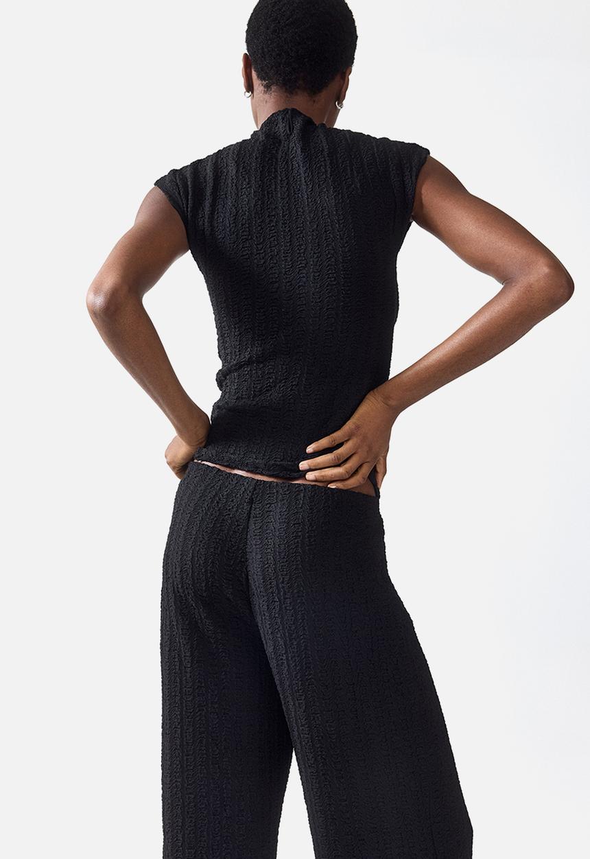 H&M - Textured jersey trousers - black