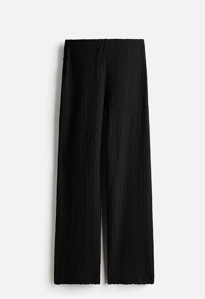 H&M - Textured jersey trousers - black
