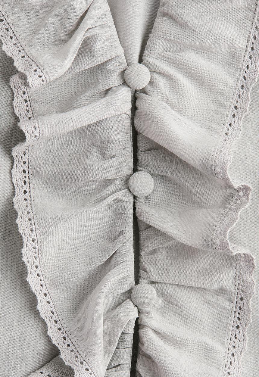 H&M - Frill-trimmed blouse - light grey