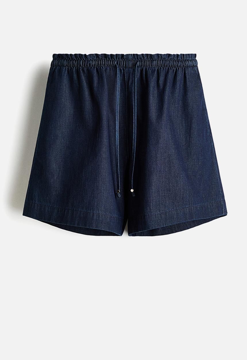 H&M - Denim drawstring shorts - dark denim blue