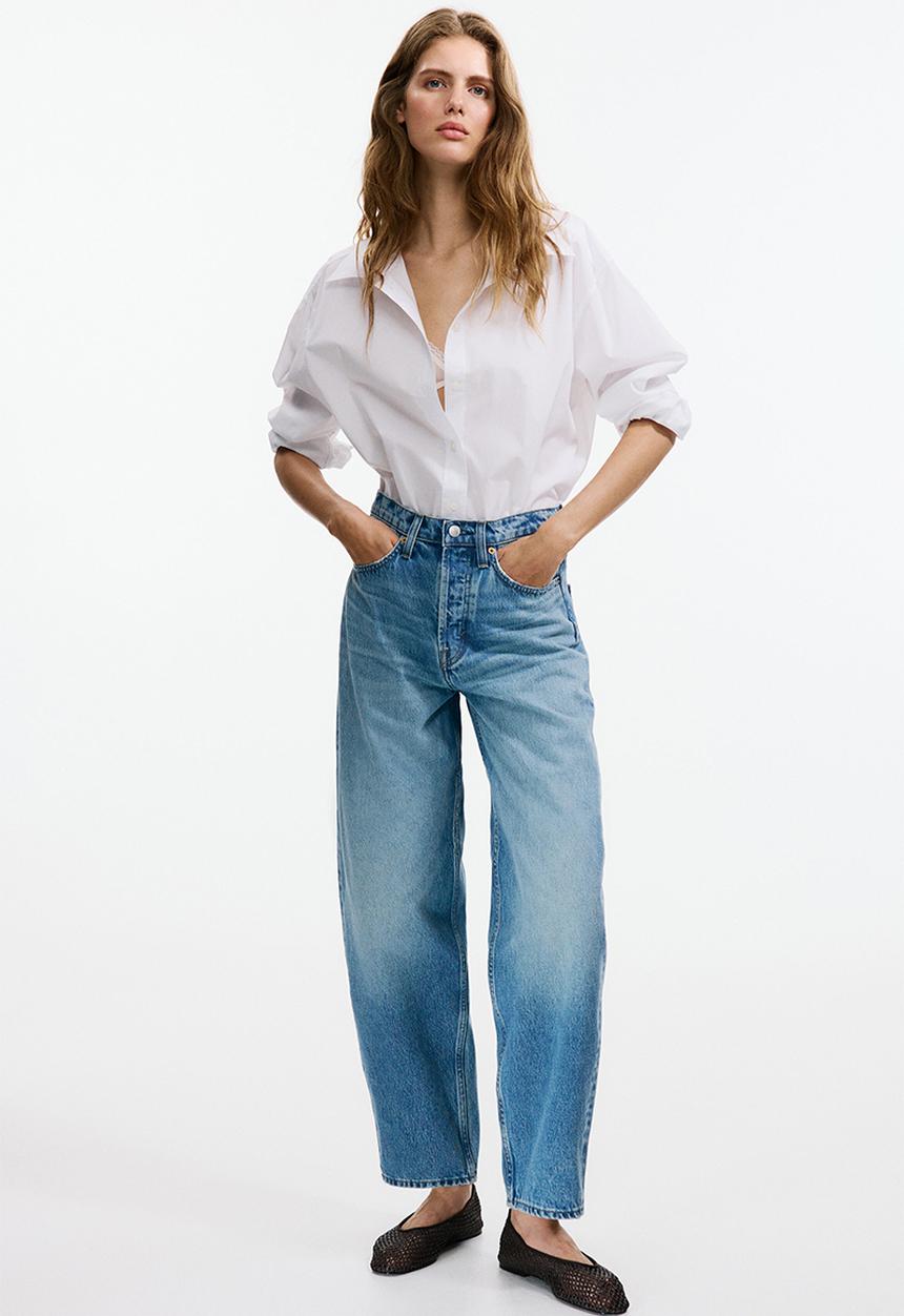 H&M - Barrel high waist ankle jeans - light denim blue