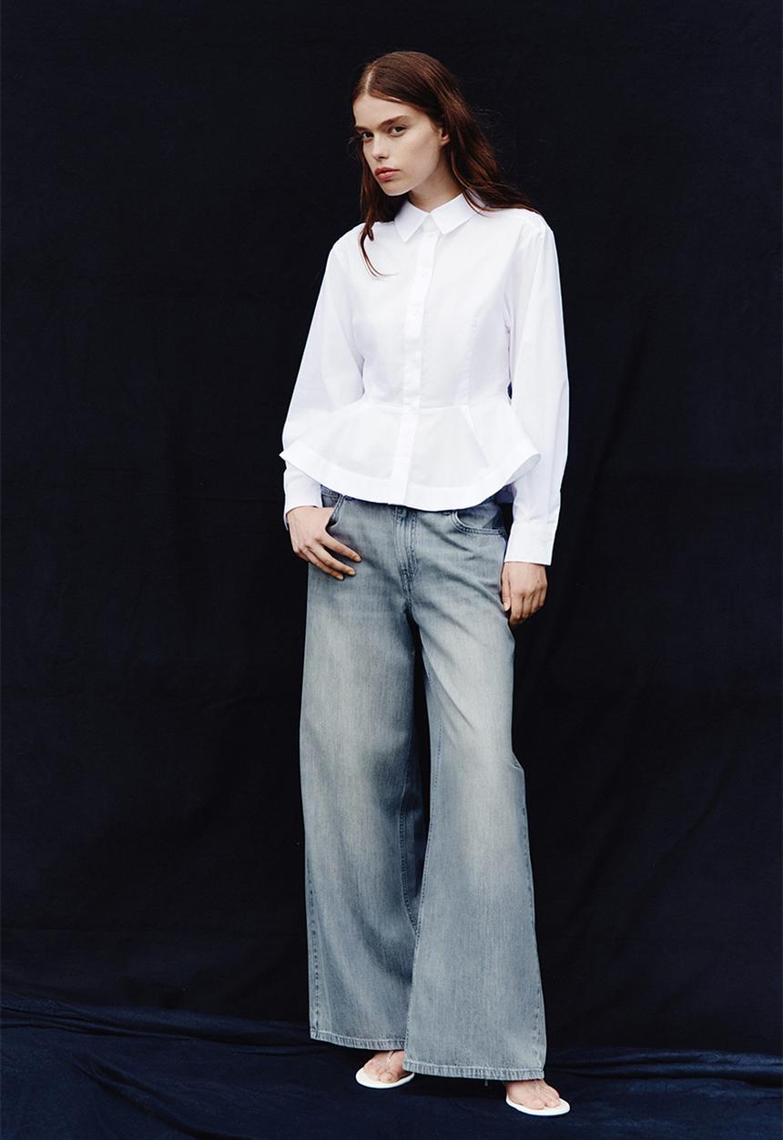 H&M - Poplin peplum shirt - white