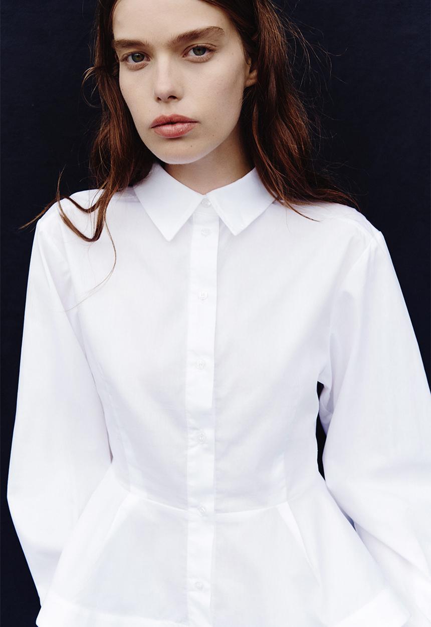 H&M - Poplin peplum shirt - white