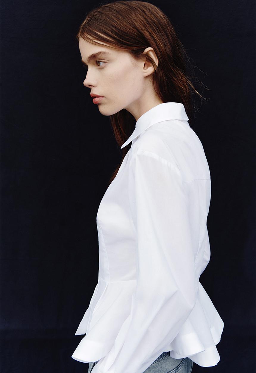 H&M - Poplin peplum shirt - white