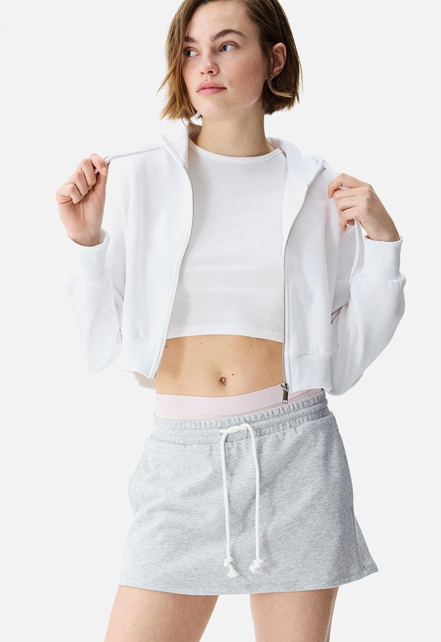 H&M - Pleat-detail sweatshirt skort - light grey marl