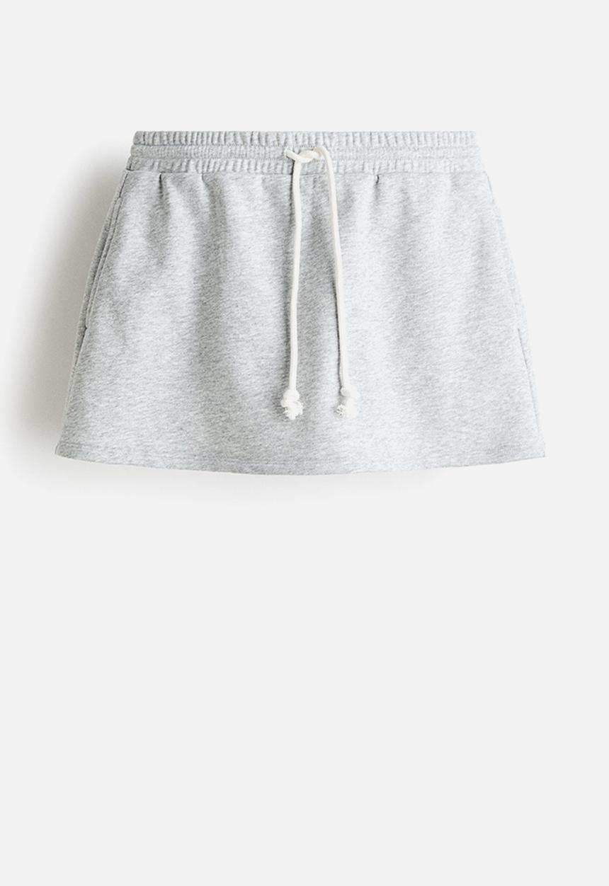 H&M - Pleat-detail sweatshirt skort - light grey marl